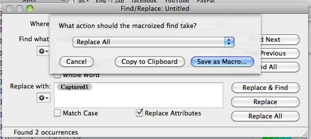 Save as "Replace all" macro