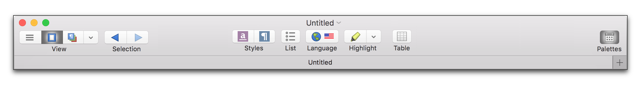 An untitled Nisus Writer Pro window with the Tab Bar turned on.png