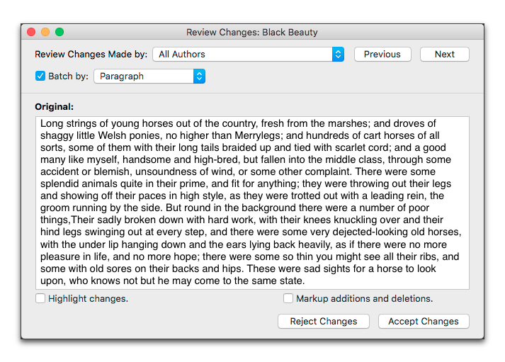 Neither Highlight changes nor Markup additions and deletions checked.png