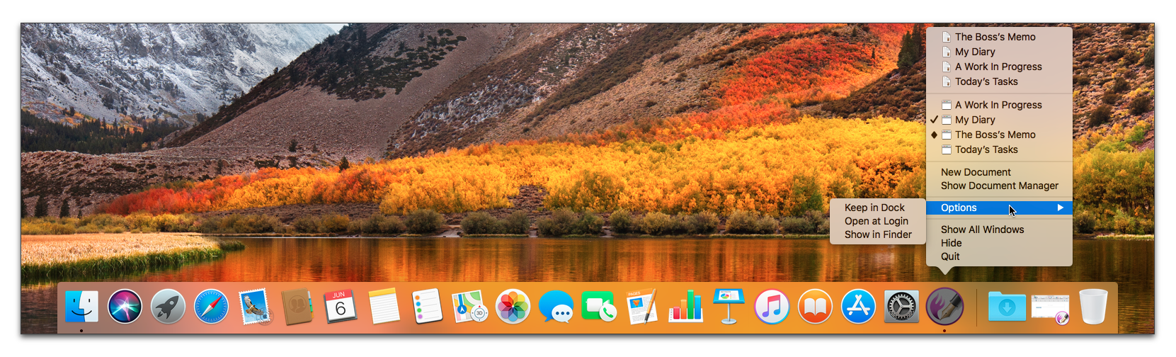 Nisus Writer icon in the Dock.png