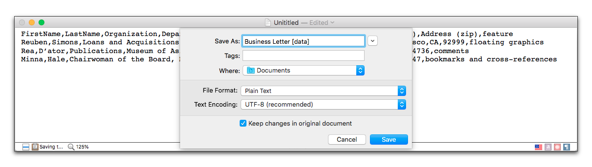 Saving the data document as Text.png