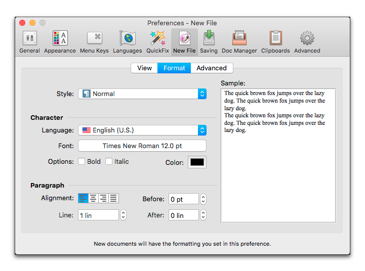 The Format portion of the New File preferences pane.png