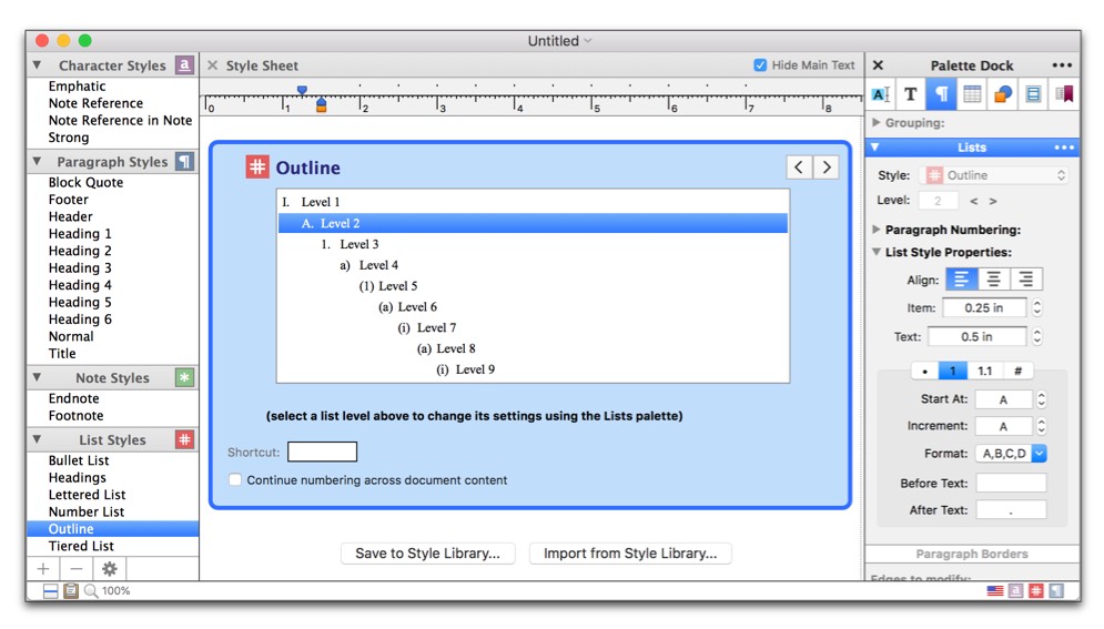 The List Style portion of the Style Sheet view (with the List.jpg