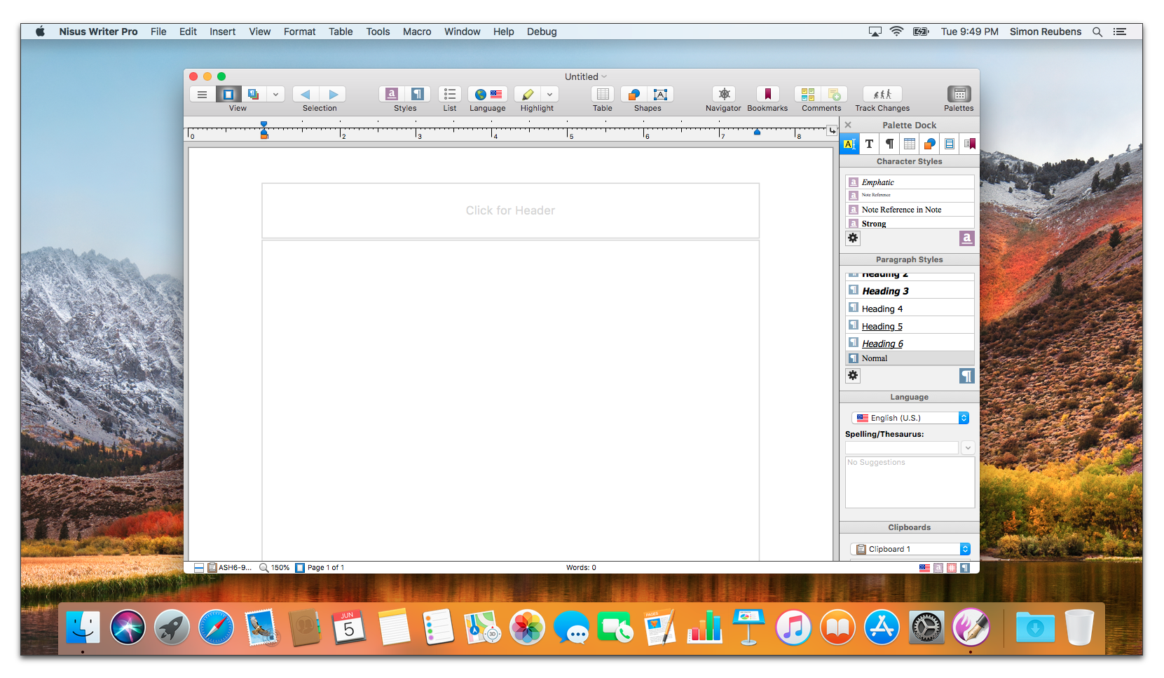 The Nisus Writer Pro window when first opened.png