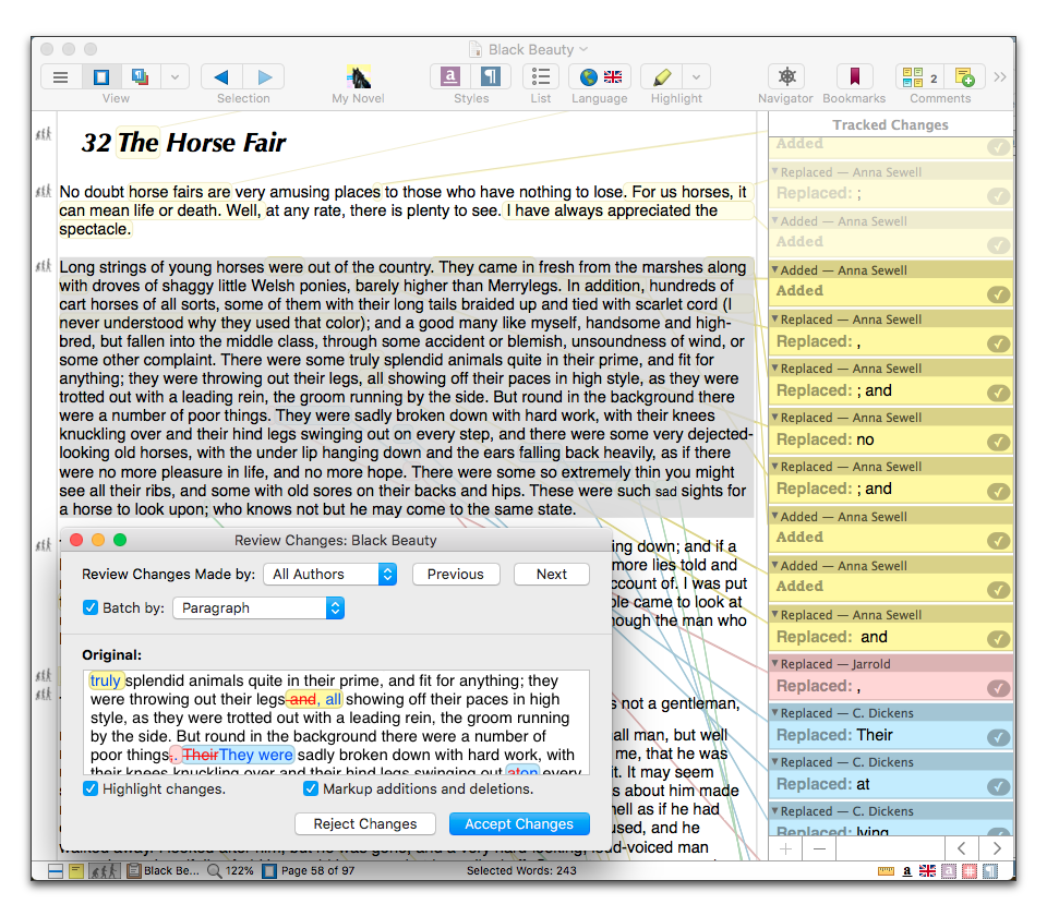 The Review Changes window scanning the changes made to Black Beauty.png