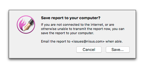 The Save Report alert.png