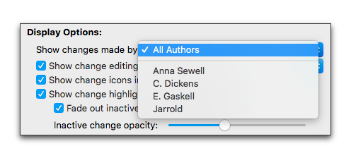 The Show Authors pop-up menu in the Track Changes Options window displaying the names of the authors.png