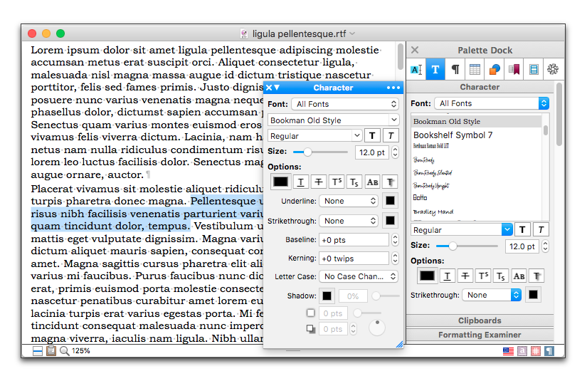 Using the Character palette to format text.png